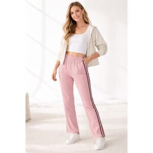 Aerie Womens Side Stripe Split Hem Track Pants XL Pink Y2K Loungewear Comfy